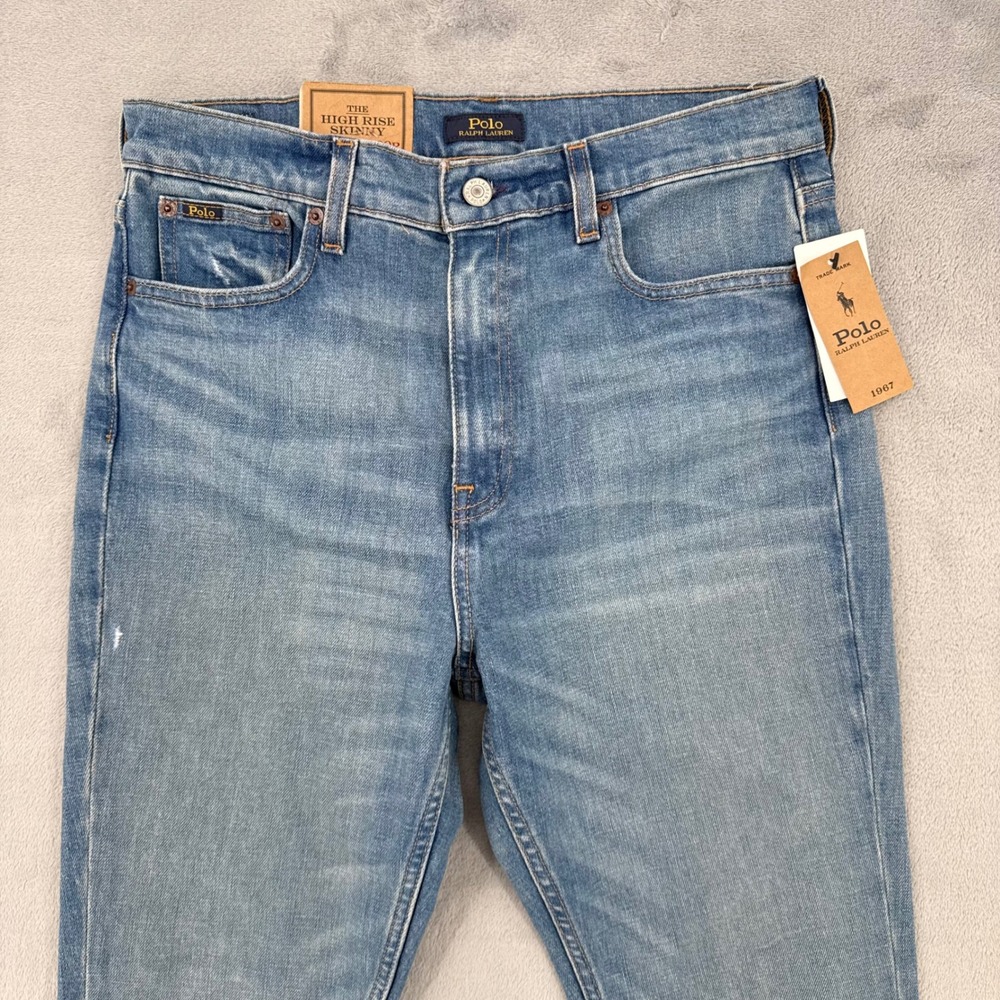 Polo Ralph Lauren High Rise Skinny Jeans Womens 29R Medium Wash Blue Denim NWT - Picture 3 of 14